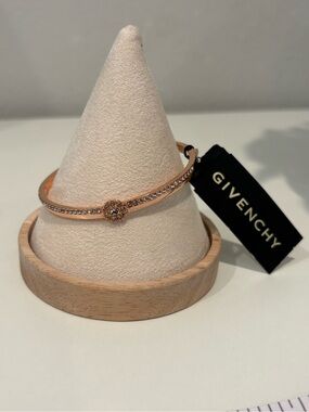 Givenchy Rose-Gold Crystal Flower Bangle Bracelet